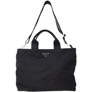 Prada Vela East West shopper tote 2way Shoulder bag Black